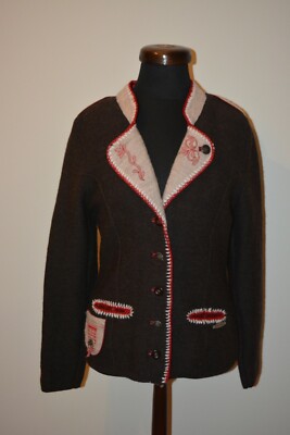 Spieth & Wensky ladies brown cardigan size L 100% wool