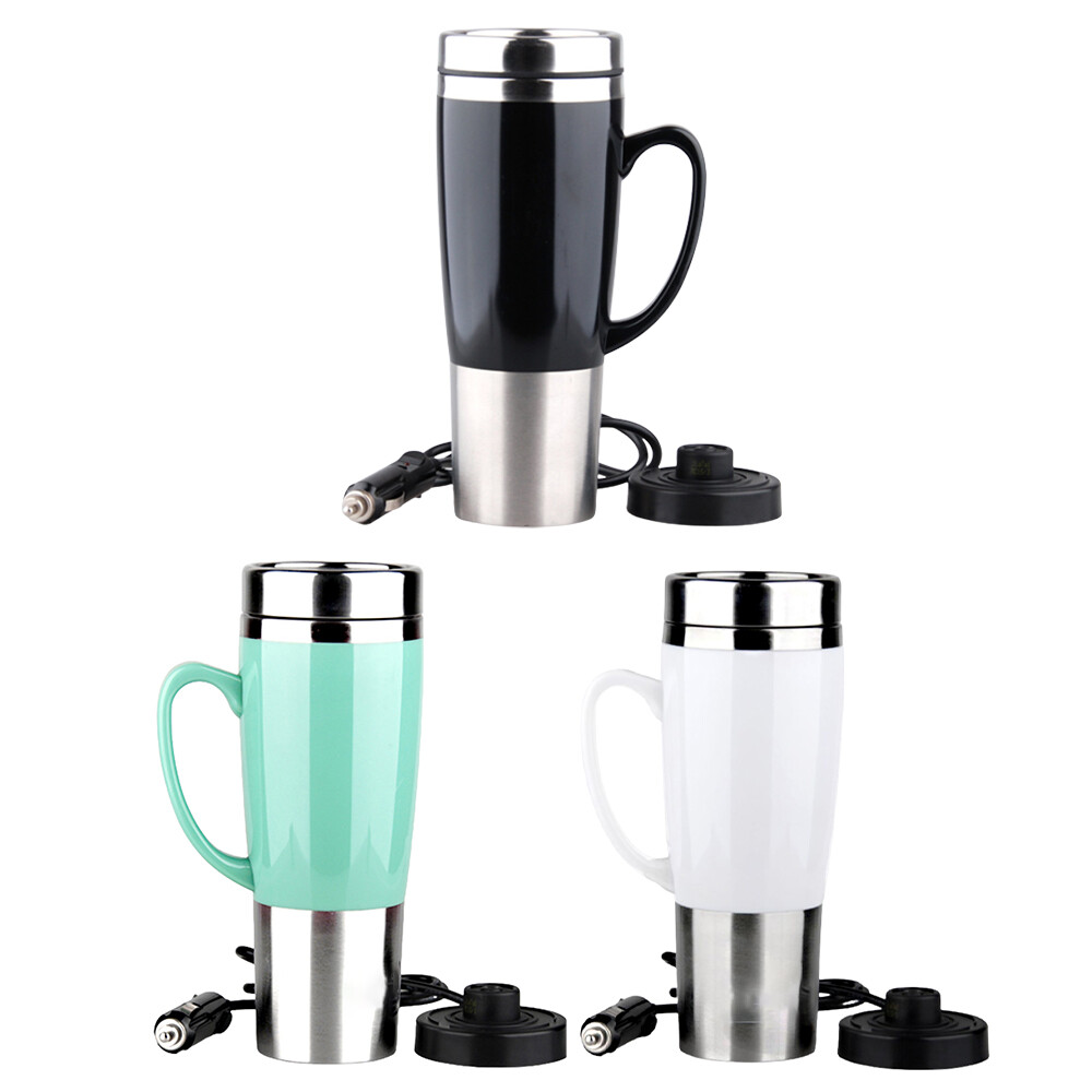 12V car heating cup electric kettle thermal heater boiling coffee mug stainless-image