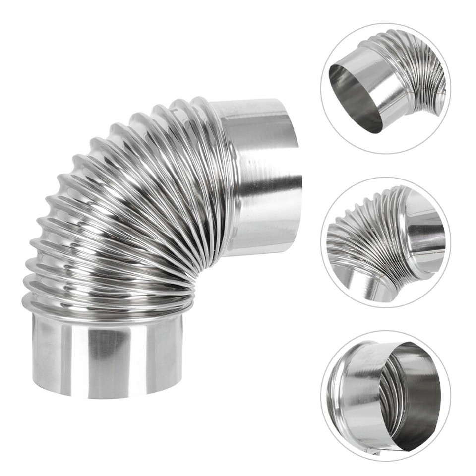Elbow Pipe Connector Wood Stove Firewood Heating Stainless Steel