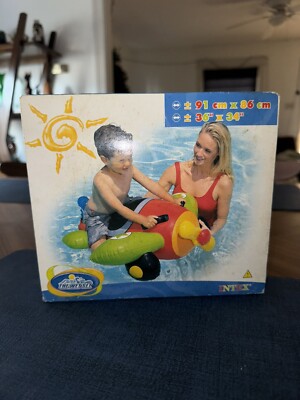 Vtg RARE Intex Wet Set #58517 B-52 Airplane Ride On Inflatable Pool Float SEALED