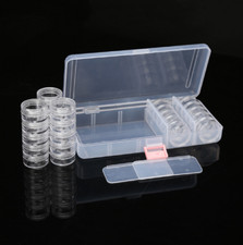 Clear Plastic Jewelry Beads Pills Storage Box with 25pcs Small Round Containers