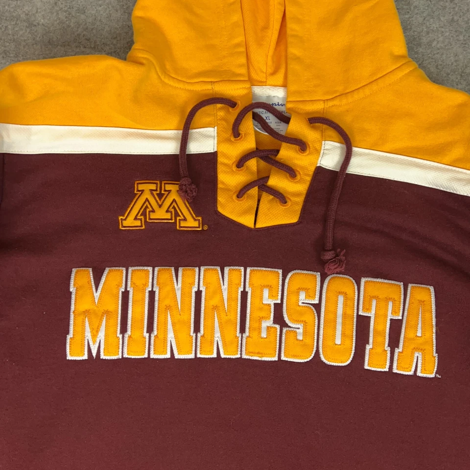 Minnesota Gophers Hombres Sudadera con Capucha Extra Grande Granate Sudadera Campeón Con Cordones Foto 2 de 4