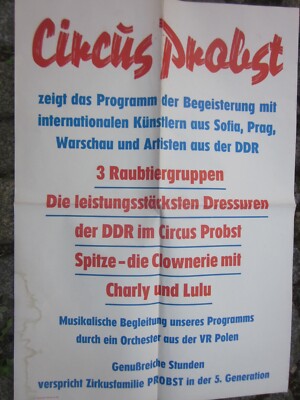 38247 Zirkus Probst Plakat Zirkusplakat 1987 60x42cm DDR Gut poster gefaltet