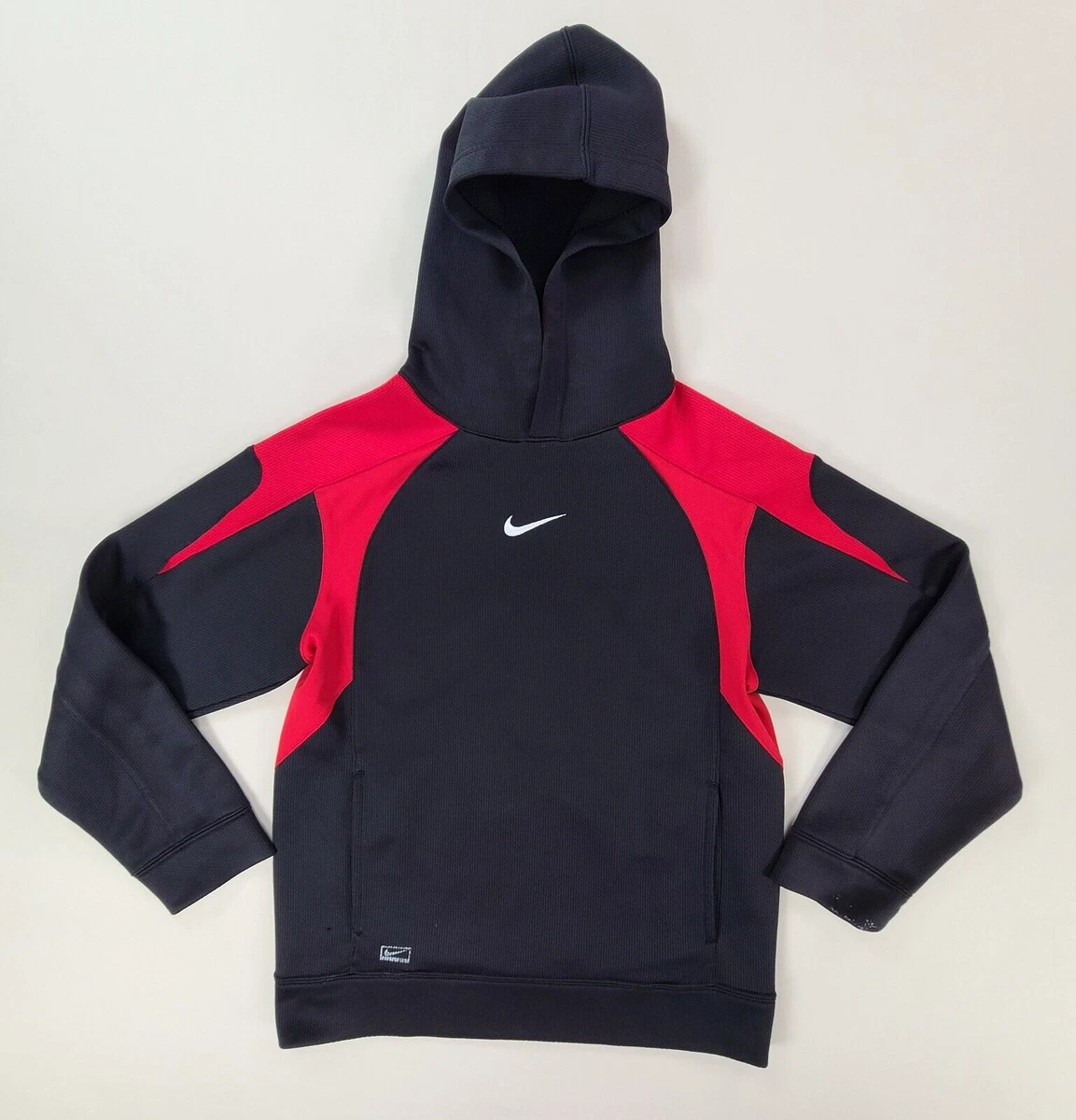Nike Boys Sweater Youth Medium Black Hoodie Pullover Swoosh Outdoors Kids