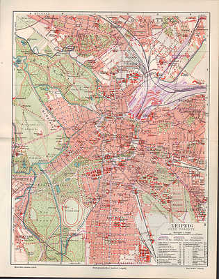 Landkarte City Map 1906 Stadtplan Leipzig Ohne Vororte Volkerschlacht Ebay