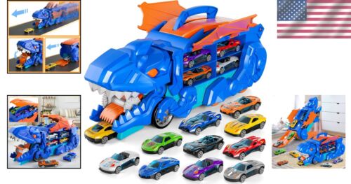 Engaging Toddler Dinosaur Transport Truck with Race Track & 10 Cars - Gift Idea - Picture 2 of 8