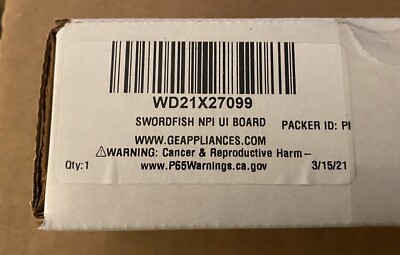 GE part # WD21X27099 Configured UI Control Board