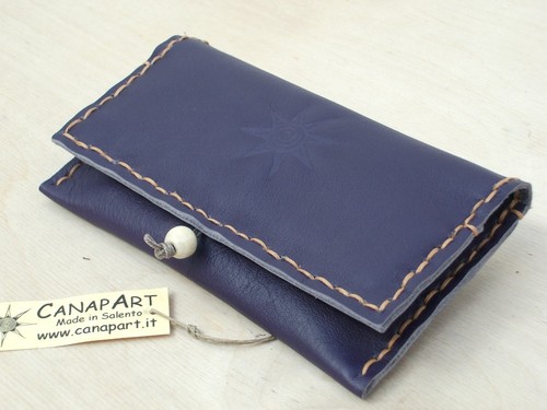 PORTATABACCO VERA PELLE ARTIGIANALE VARI COLORI MADE IN ITALY CUCITO A MANO ! - Imagen 15 de 26