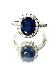 925 STERLING SILVER LONDON BLUE AND COLORLESS TOPAZ RING SIZE 6.5