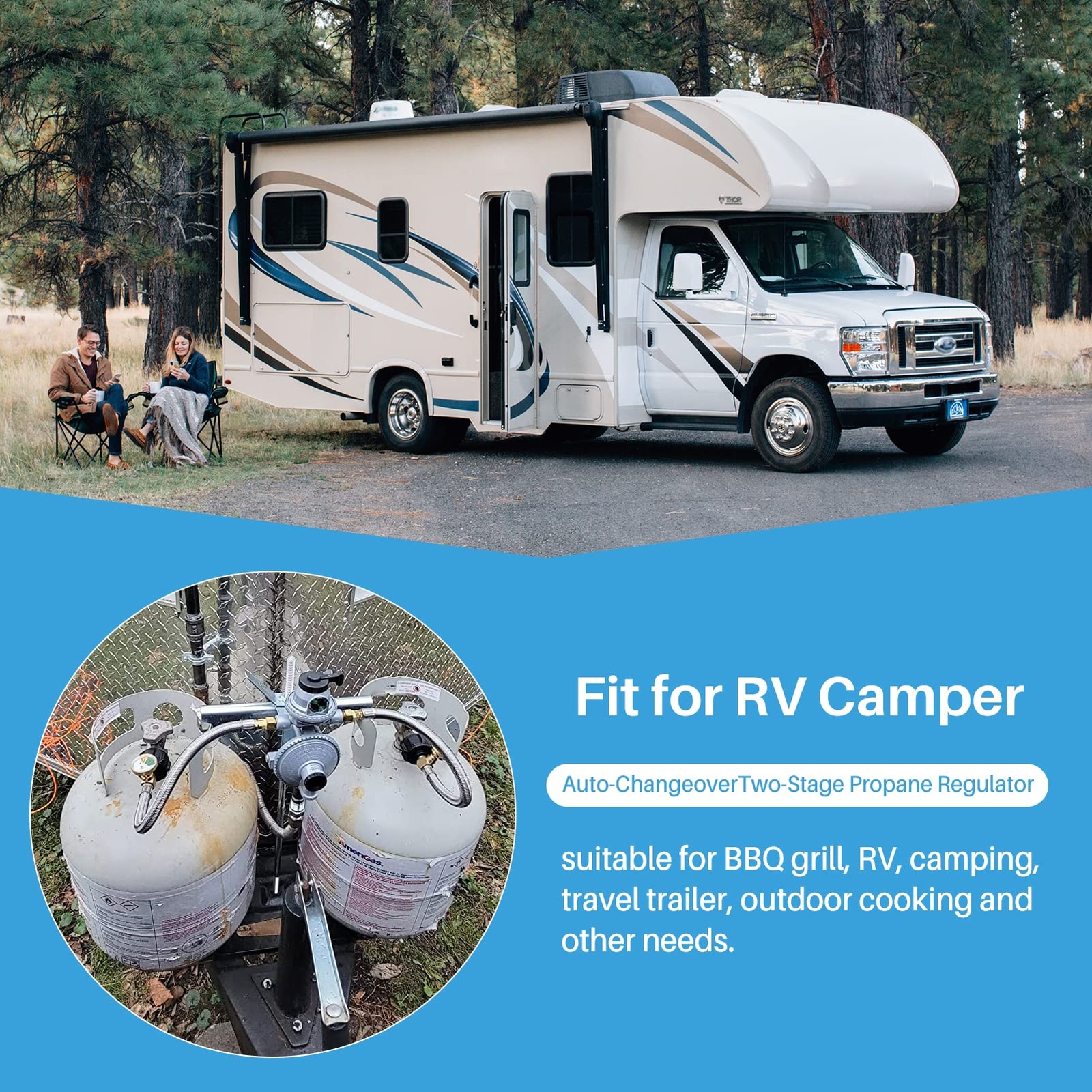 15" RV Pigtail Braided Propane Hose for 1/4-Inch Inverted Male 2-Stage Regulator