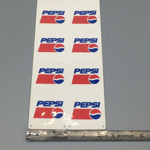 Vtg 1990s PEPSI DOOR DECALS 2" Square SHEET OF 16 Advertising Stickers Framed A6 - Picture 2 of 6