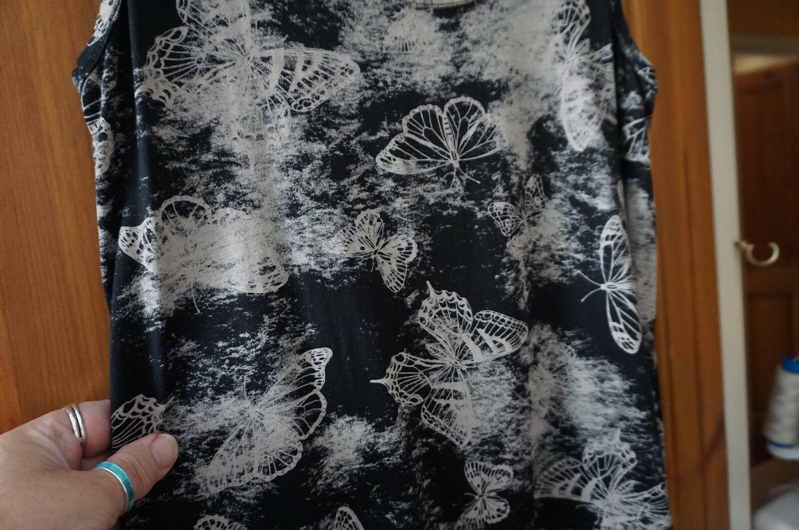 Black ethnic hippie boho hanky mystic butterflies print vest crop top M/L BNWOT image 3