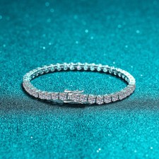 3mm/4mm/5mm Brilliant MOISSANITE Tennis Bracelet 925 Sterling Silver Pass Tester