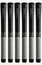 SET OF 6  -Winn Dri-Tac LT (Less Taper) Black Gray Oversize Golf Grip 7LTDT-BKG