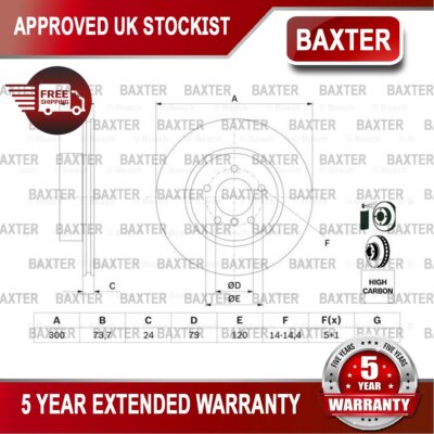 Fits BMW 3 Series 2004-13 1 Series 2007-13 Baxter Front Brake Discs