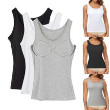 Women's Camisole with Built in Shelf Bra Casual Tank Tops Sleeveless Basic Layer