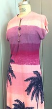 1950's/60 Poolside Palm Tree Terry Cloth Coverup Dress, Made in USA, Size 4 to 6
