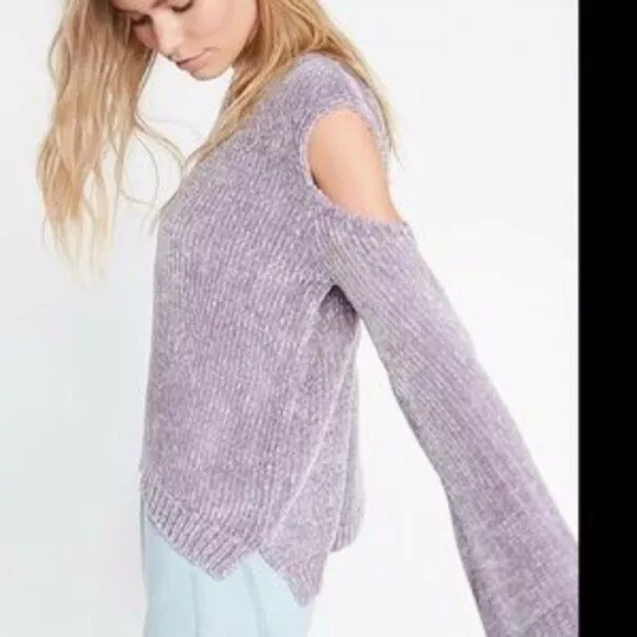 Express Chenille Cold Shoulder Sweater Bell Sleeve Size Small eBay