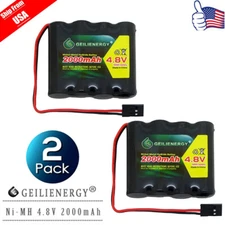 2-Pack GeiLienergy 4.8V 2000mAh NiMH RX Receiver Battery Pack RC Futaba Hitec JR