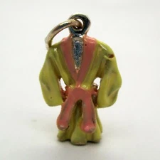 Sterling Silver LADIES ROBE Charm for Bracelet PENDANT Bridesmaid Gift CUTE!