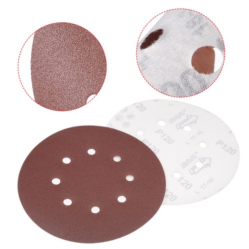 10Pcs 7 Inch 8 Hole Hook and Loop Sanding Disc 120 Grit Flocking Sandpaper - 第 3/5 張圖片