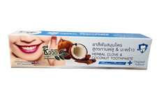 X 2 HERBAL CLOVE  COCONUT TOOTHPASTE REDUCE TOBACCO STAINS,TEA,COFFEE, 50 g.