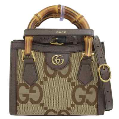 GUCCI Jumbo GG Diana Mini Tote 2WAY Handbag Crossbody Bamboo