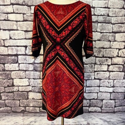 London Times Red, Black & Orange Half Sleeve Dress Size 6P Polyester & Spandex | eBay London Times Red, Black & Orange Half Sleeve Dress Size 6P Polyester & Spandex | eBay