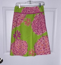 Vtg Lilly Pulitzer Skirt Women s Size 4 Pink Green Hydrangea Floral Print A Line