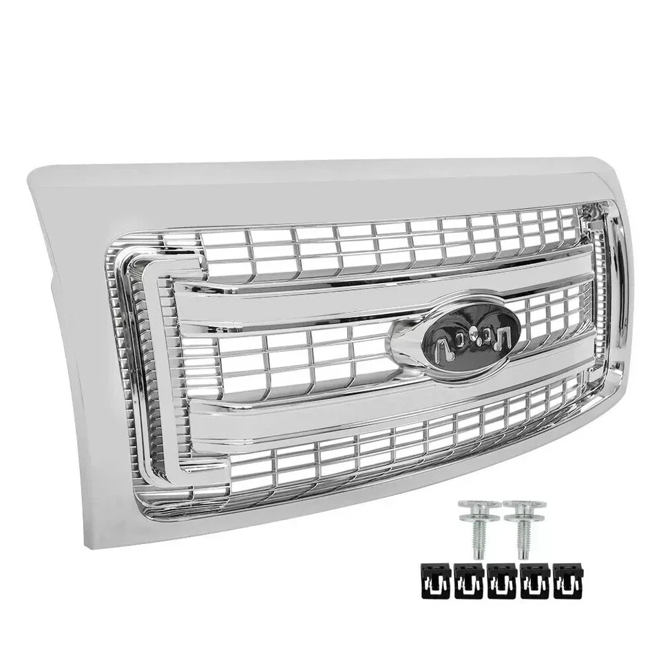 Front Grille Assembly Chrome and Headlight Assembly Kit For 2009-2014 Ford F-150 - Image 4 of 4