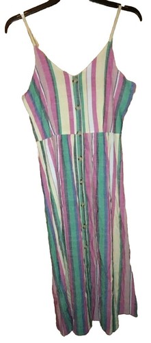 Long Striped Dress XL Slimming Summer Casual Smock Stretch Back - 第 1/7 張圖片