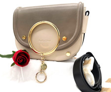 Auth Nwt $645 See By Chloe Taupe Mara Colorblock Leather Crossbody Bag