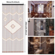 90X208Cm Wooden Bamboo Beaded Door Curtain Blind Fly Insects Screen Room Divider