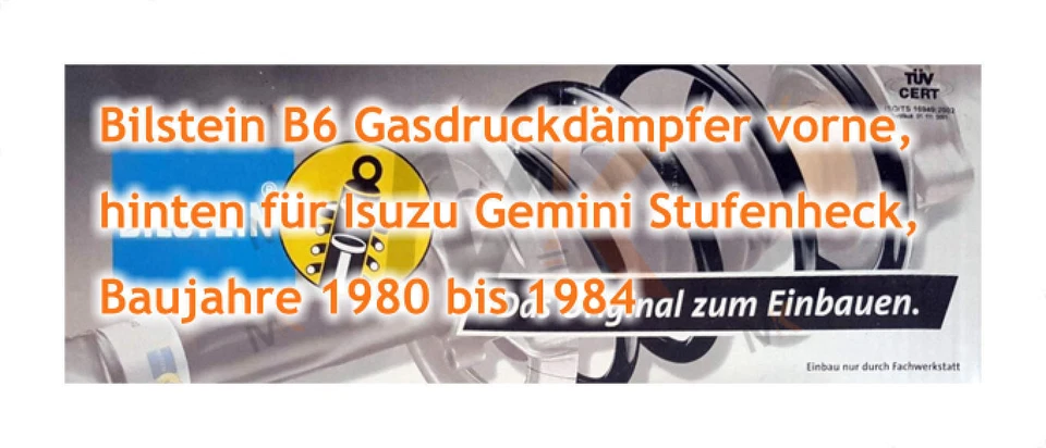 BILSTEIN B6 Amortiguadores Delantero Trasero para Isuzu Gemini Sedán 1980-1984 - Imagen 3 de 3