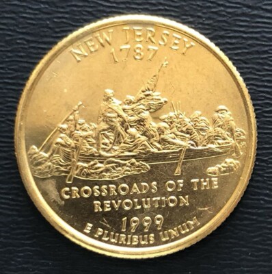 1999-D WASHINGTON Quarter NEW JERSEY 0.25 1999 D  1999D - BU GOLD PLATED e118 a