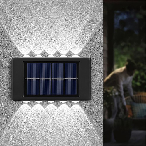 Solar Wall Light 10 LED Up Down Patio Deck Fence Lamp Waterproof Garden Outdoor - Picture 4 of 14