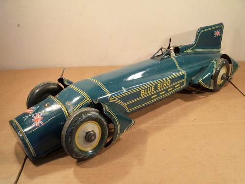 SUPERB TINPLATE CLOCKWORK GUNTHERMANN "BLUE BIRD" LAND SPEED RECORD CAR (1930's) - Picture 2 of 18