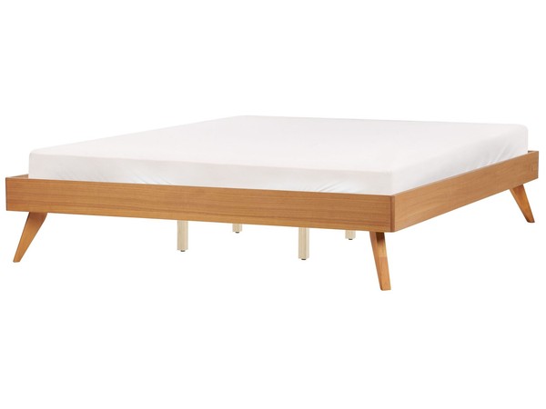 Bett Mit Hohen Beinen Lattenrost 180 X 200 Cm Holzoptik Hellbraun Berric-image