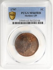 1797 DRAPED BUST 1C PCGS MS 65 RB