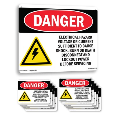 Electrical Hazard Voltage Or OSHA Danger Sign Metal, Plastic, Decal 5 or 10 Pack