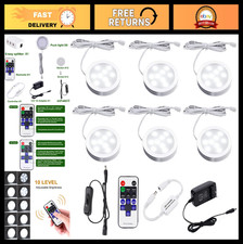 Dimmable LED Under Cabinet Lighting with RF Remote, 6 Puck Lights, 12W, Daylight