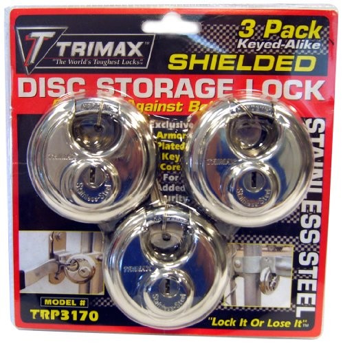 Trimax TRP3170 70mm Round Stainless Steel Padlock Keyed Alike Shackle, 3 Set - Picture 1 of 2