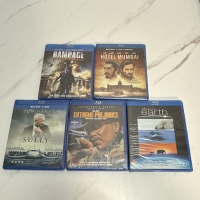 5 Blu-ray Lot: Sully, Rampage, Hotel Mumbai, Earth, Extreme Prejudice