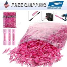 Red Heat Shrink Butt Wire Connectors Crimp Terminals AWG 22-16 Gauge1000-100PCS