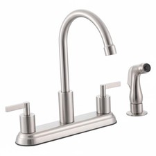 3 or 4 Hole 2 Handle Kitchen Faucet Brushed Nickel, 4 Hole Kitchen Sink Fauce...