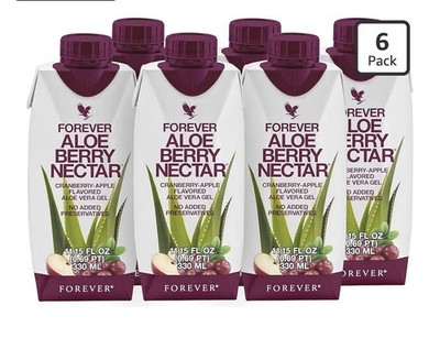 Forever Aloe Berry Nectar Cranberry-Apple Aloe Vera Gel Drink 330ml 6 Pack