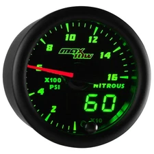 52mm Black & Green MaxTow 1,600 PSI Nitrous Pressure NOS Gauge