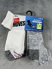 Hanes Moves Premium Ankle Socks 6 Pairs Mens X-Temp Performance White/Gray