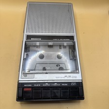 Vintage Sanyo SLIM 3a Slimline Cassette Tape Recorder 80's Black Silver Retro