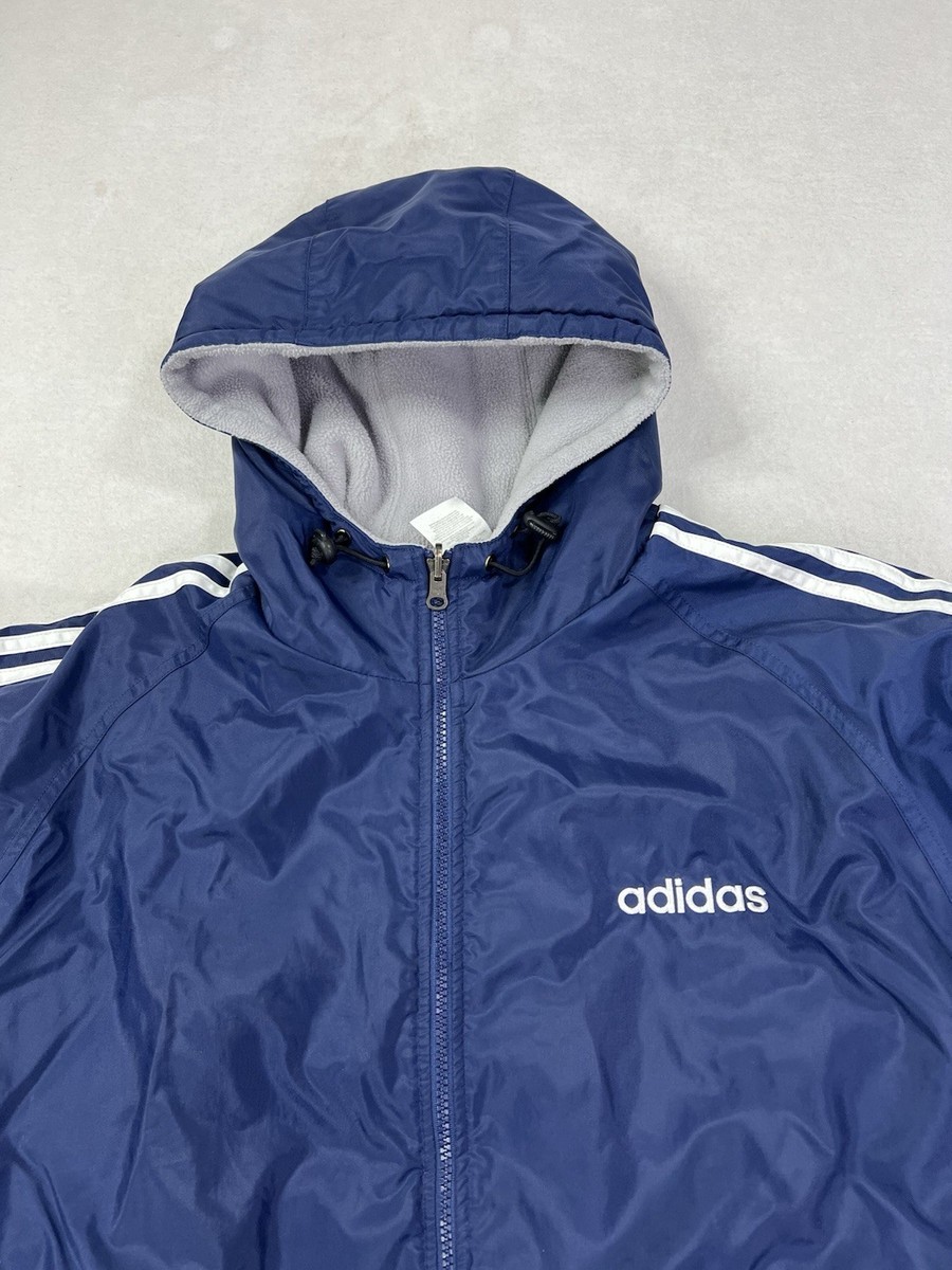 Vtg ADIDAS Reversible Jacket Bomber Fleece Lined Mens Large Y2K